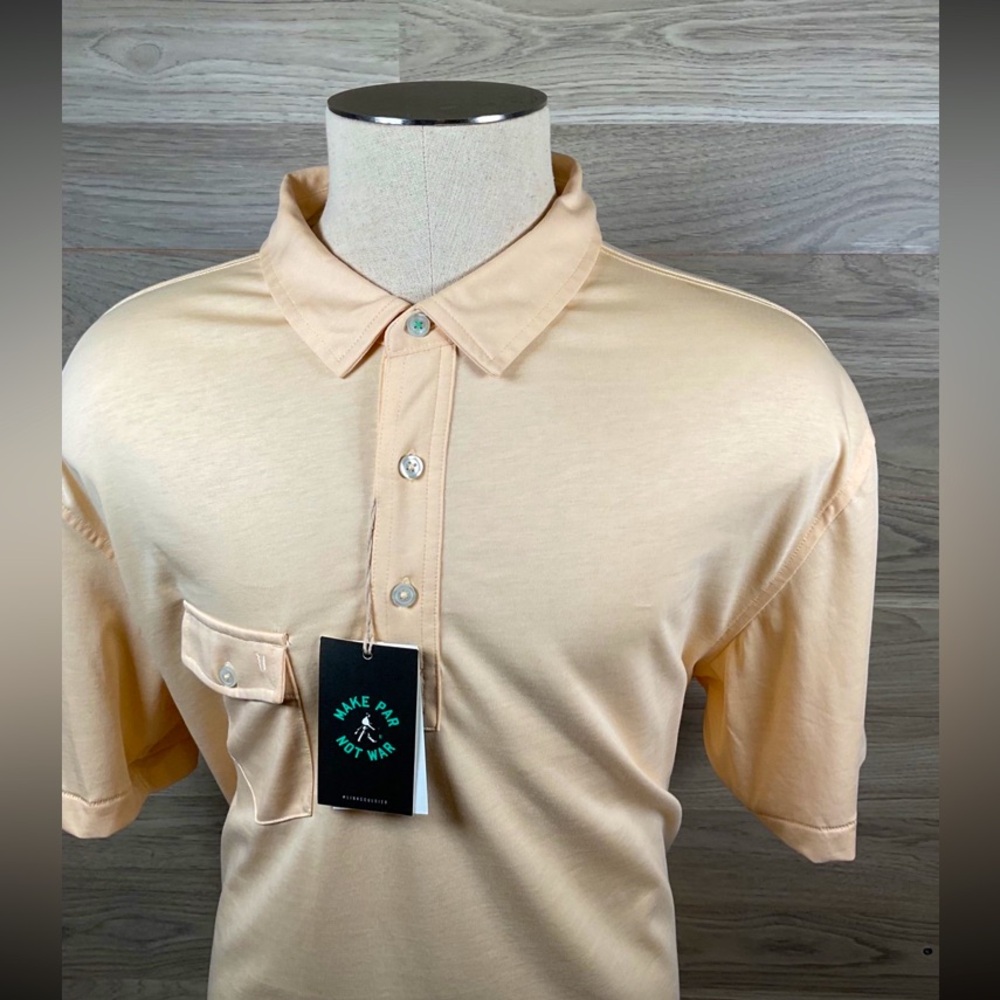 Linksoul NWT Button-Pocket Short-Sleeve Golf Polo, 100% Cotton, Men's XL